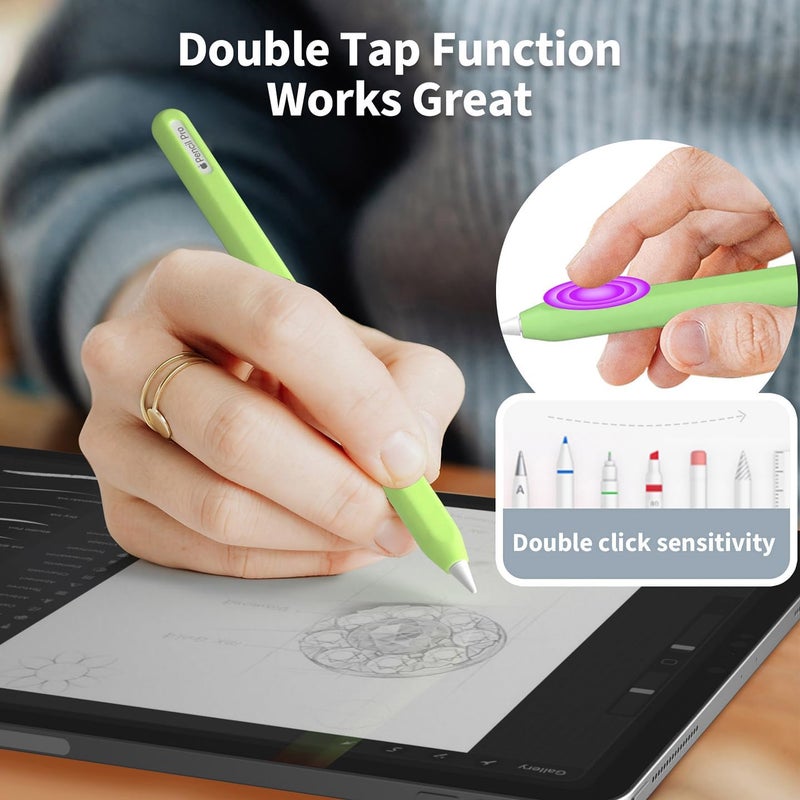 AKSHFETH Ultra-Thin Protective Pencil Cover for Apple Pencil Pro & 2nd Gen, Compatible with Apple Pencil Pro 2024 & 2nd Gen, Silicone Case Sleeve, Glow Green - Image 5